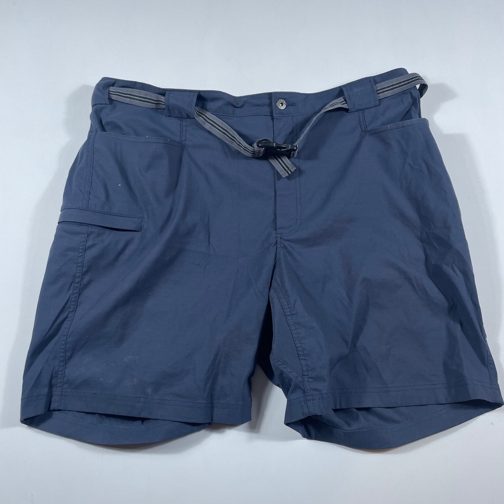 Duluth Trading Shorts Mens 2XL Dry On The Fly Belted Performance Stretch Blue